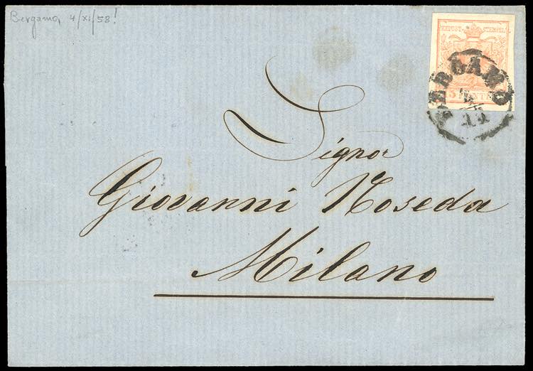 1858 - 15 cent. rosso vermiglio, ... 