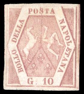 1858 - 10 grana rosa brunastro, I ... 