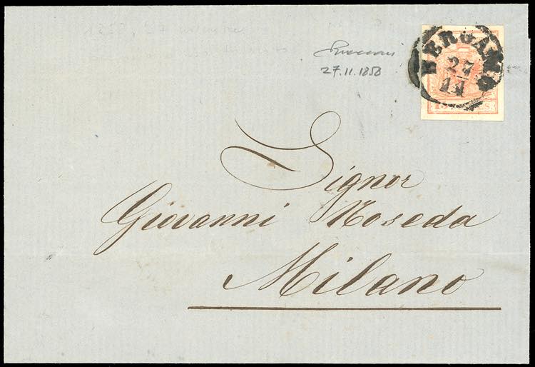 1858 - 15 cent. rosso vermiglio, ... 