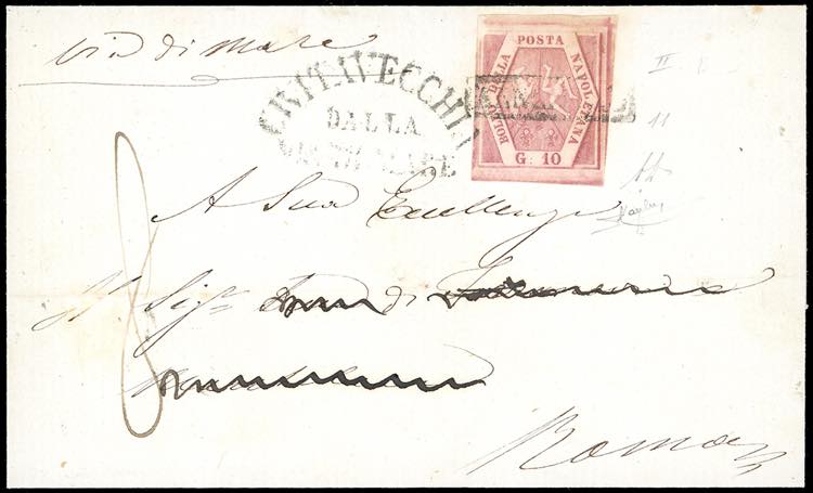 1861 - 10 grana rosa carminio, II ... 