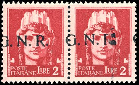 1944 - 2 lire, soprastampa G.N.R. ... 
