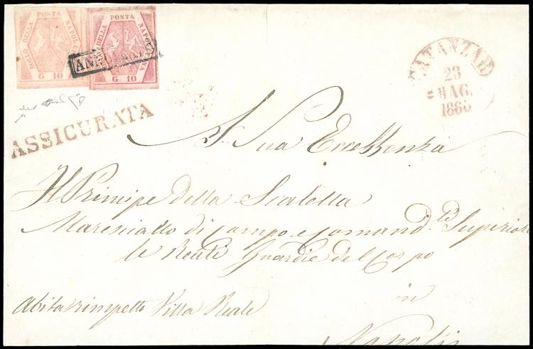 1860 - 10 grana rosa carminio ... 