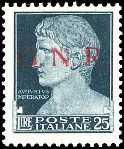 1943 - 25 lire, soprastampa G.N.R. ... 