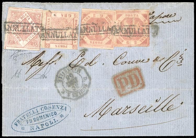 1858 - 20 grana rosa brunastro, 5 ... 