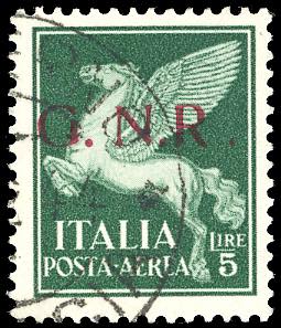 1943 - 5 lire, soprastampa G.N.R. ... 