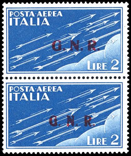 1943 - 2 lire azzurro, soprastampa ... 