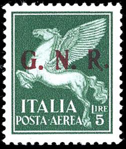 1943 - 5 lire, soprastampa G.N.R. ... 