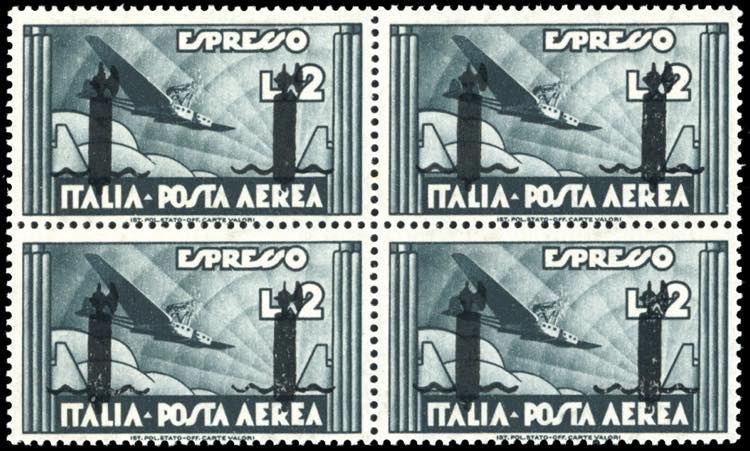 POSTA AEREA 1944 - 2 lire ardesia, ... 