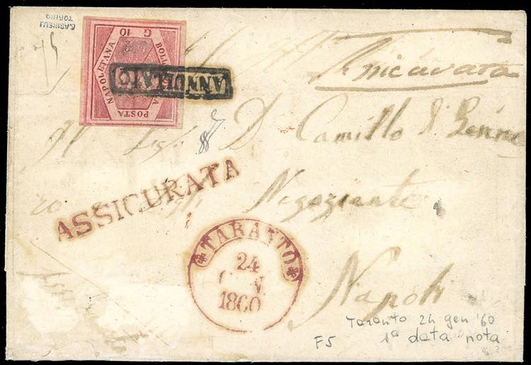 1860 - 10 grana rosa carminio, ... 