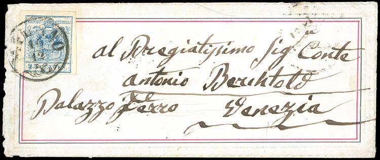 1856 - 45 cent. azzurro, III tipo, ... 