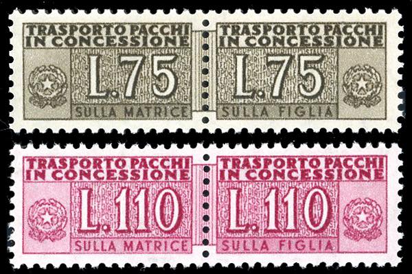 1955 - 75 e 110 lire, filigrana ... 