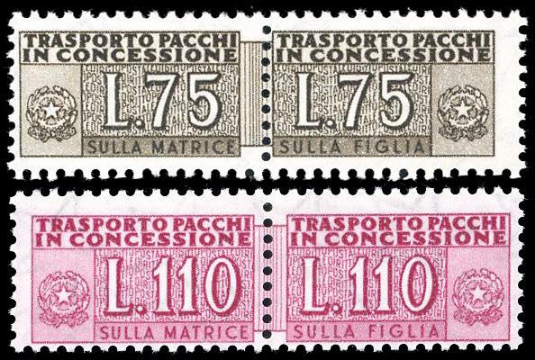 1955 - 75 e 110 lire, filigrana ... 