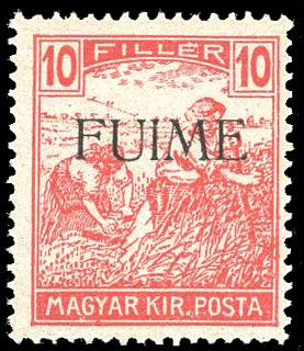 FIUME 1918 - 10 f. rosso, cifre ... 