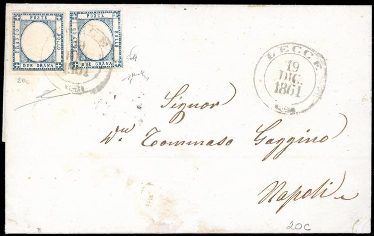 1861 - 2 grana azzurro ardesia ... 