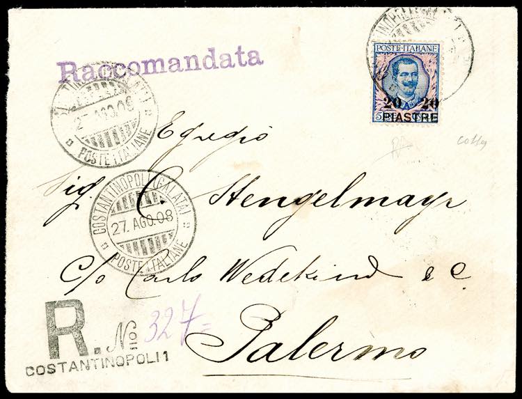 COSTANTINOPOLI 1908 - 20 pi., su 5 ... 