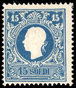 1858 - 15 soldi azzurro, I tipo ... 