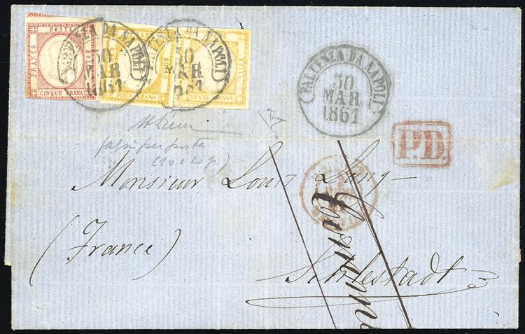 1861 - Falsi per posta: 20 grana ... 