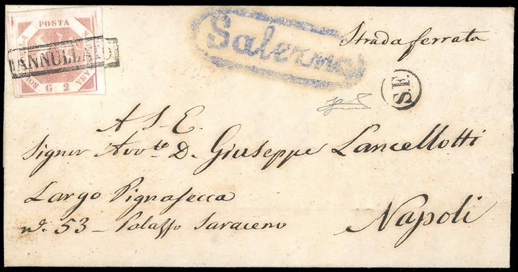 1858 - 2 grana rosa lillaceo I ... 