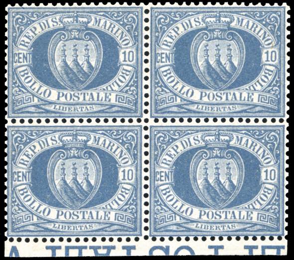 1877 - 10 cent. oltremare Stemma ... 