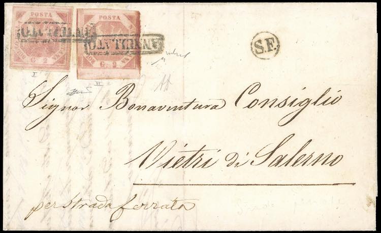 1858 - 2 grana rosa chiaro, due ... 