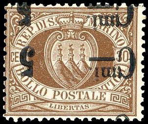 1892 - 5 cent. su 30 cent., doppia ... 