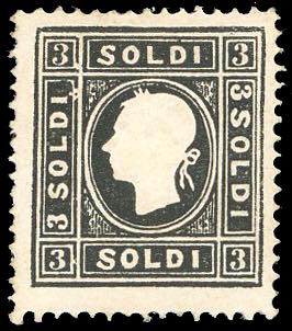 1859 - 3 soldi nero, II tipo (29), ... 