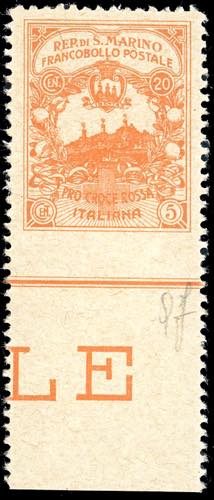 1916 - 20 + 5 cent. Croce Rossa, ... 