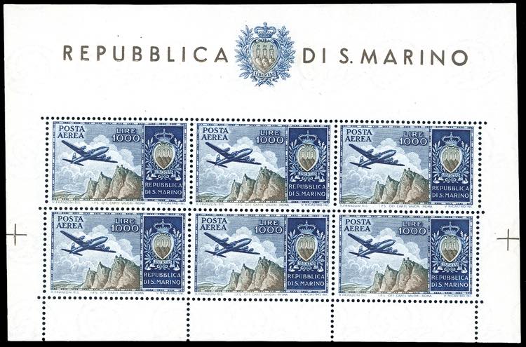 1954 - 1.000 lire Aereo, foglietto ... 