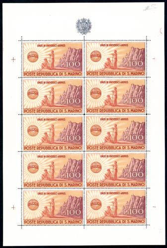 1946 - 100 lire UNRRA, minifoglio ... 