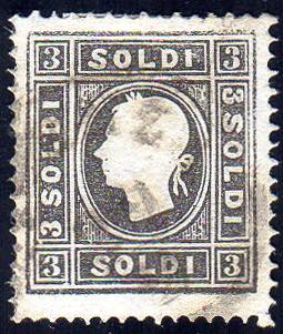 1859 - 3 soldi nero grigio, II ... 