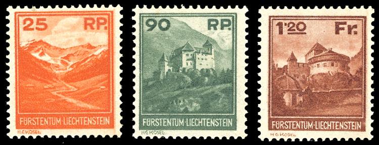LIECHTENSTEIN 1933 - Vedute, serie ... 