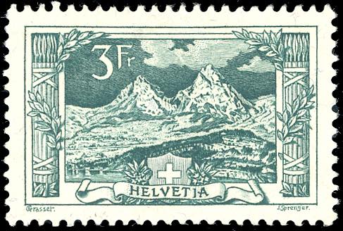 SVIZZERA 1914 - 3 f. Monti ... 