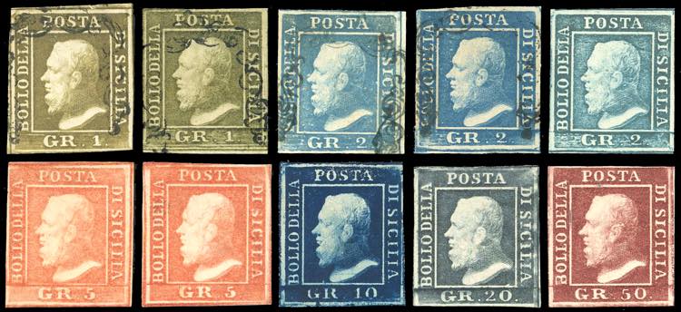 SICILIA 1859 - Dieci esemplari ... 