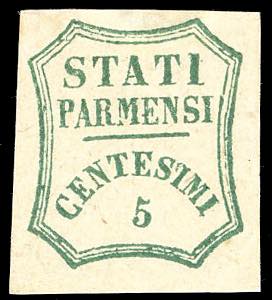 1859 - 5 cent. verde azzurro, I ... 