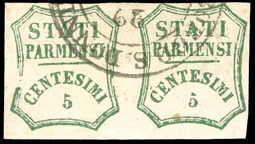 1859 - 5 cent. verde azzurro, I ... 