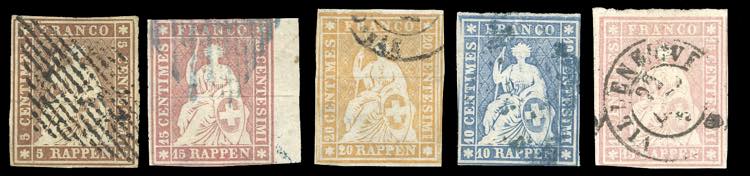 SVIZZERA 1854/1862 - Cinque ... 