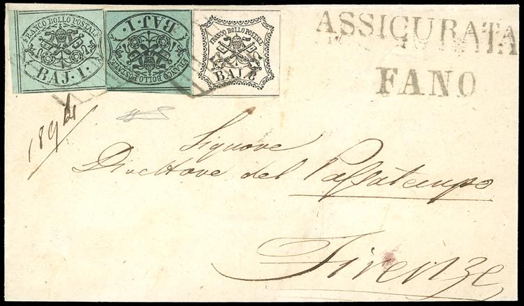 1857 - 1 baj verde grigiastro, due ... 