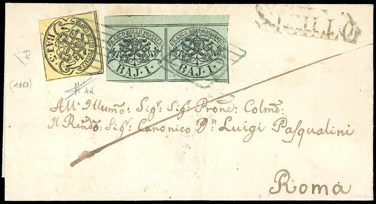 1858 - 3 baj giallo paglia, 1 baj ... 