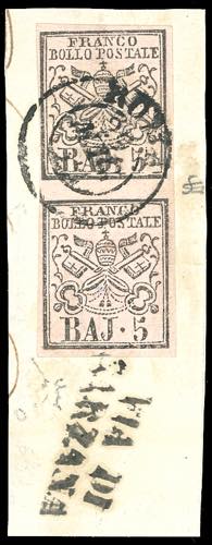 1852 - 5 baj rosa chiaro (6), ... 