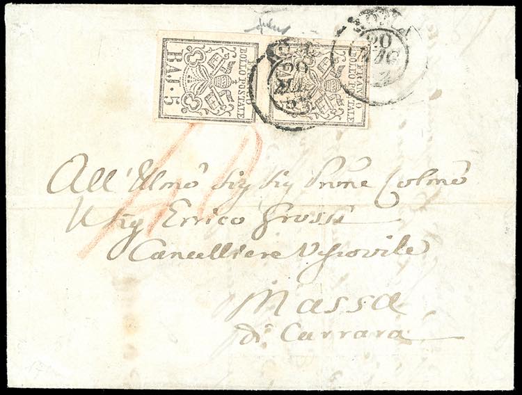 1852 - 5 baj rosa chiaro (6), ... 