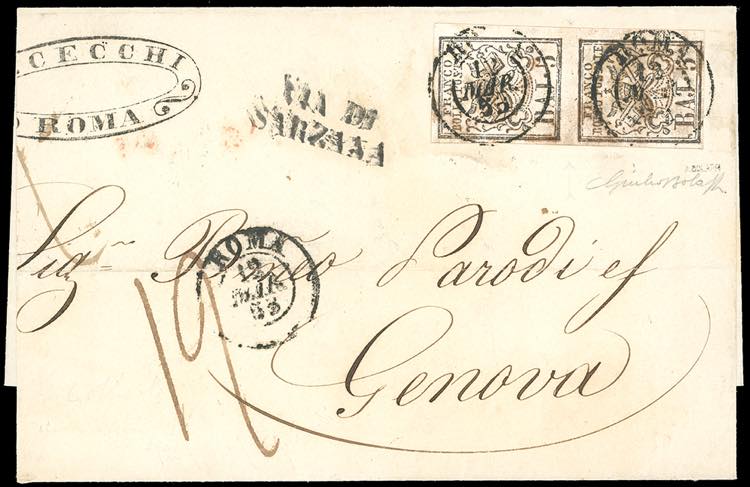 1853 - 5 baj rosa chiaro, stampa ... 