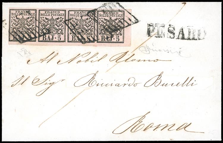 1857 - 5 baj rosa chiaro (6), ... 