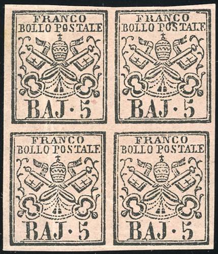 1852 - 5 baj rosa carminio (6A), ... 