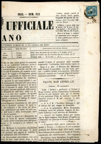 1852 - 3 cent. Mercurio azzurro, I ... 