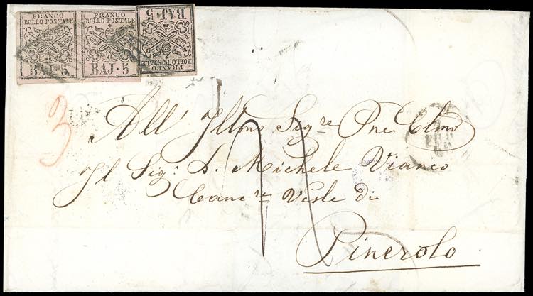 1862 - 5 baj rosa carminio (6A), ... 