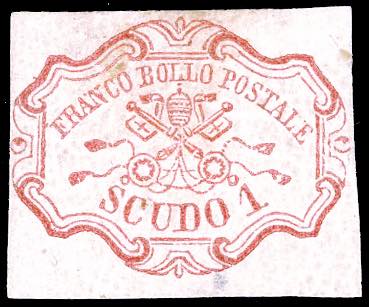 1852 - 1 scudo rosa carminio (11), ... 