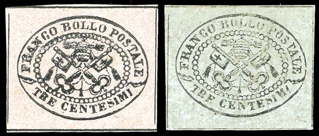 1867 - 3 cent. un esemplare grigio ... 