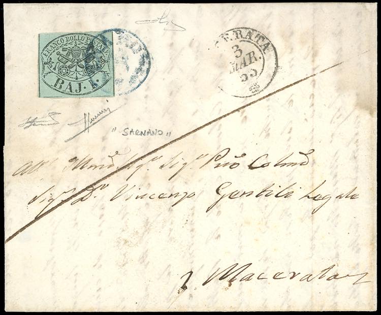 SARNANO, C.s.d. in azzurro, punti ... 