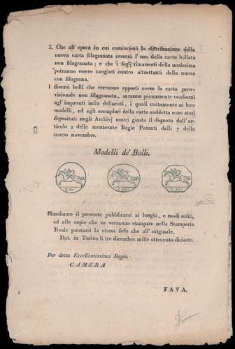 1818 - Manifesto camerale del ... 