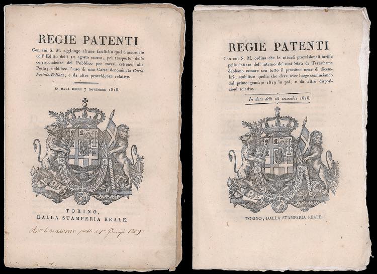 1818 - Regia patente del 25/9/1818 ... 